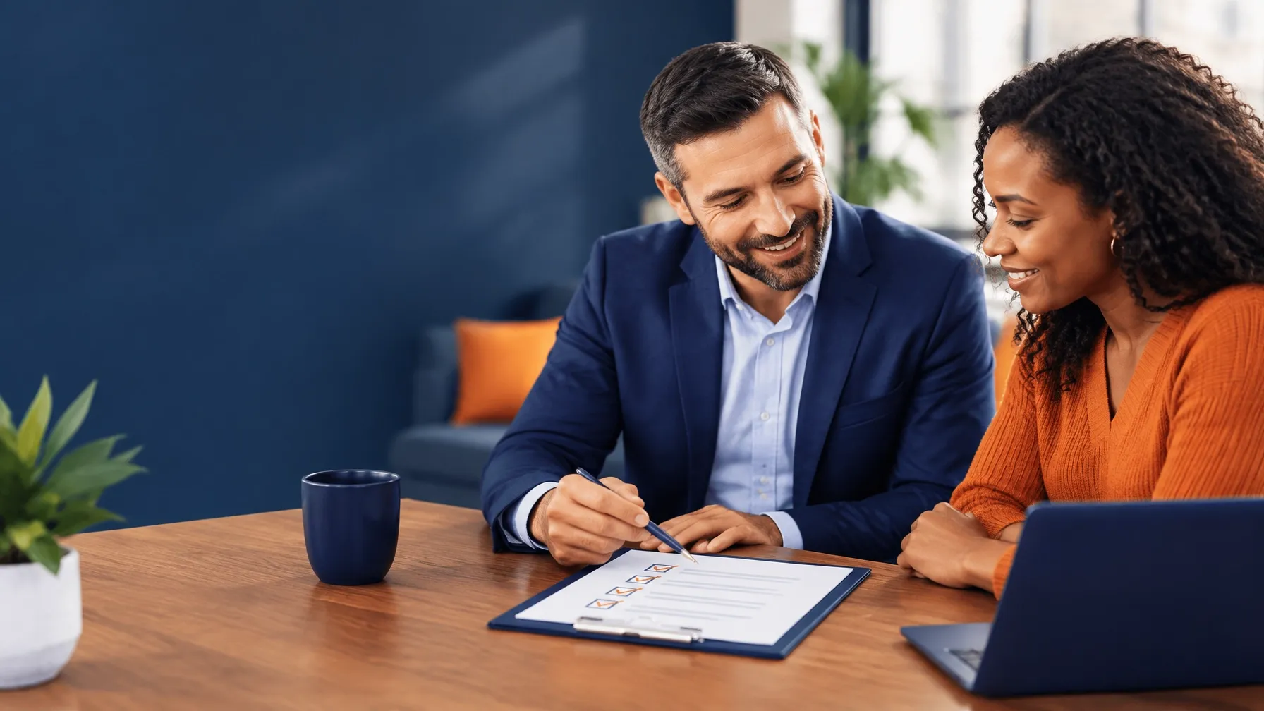 Advisor and founder reviewing a simple application checklist together