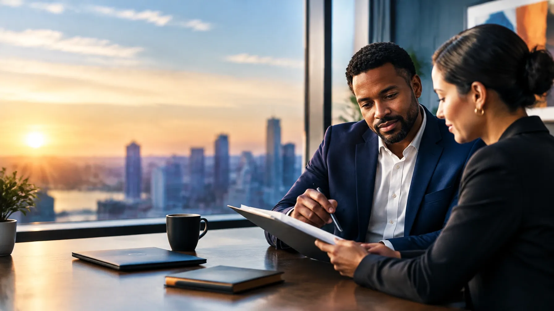 Founder and advisor reviewing a business credit-building plan