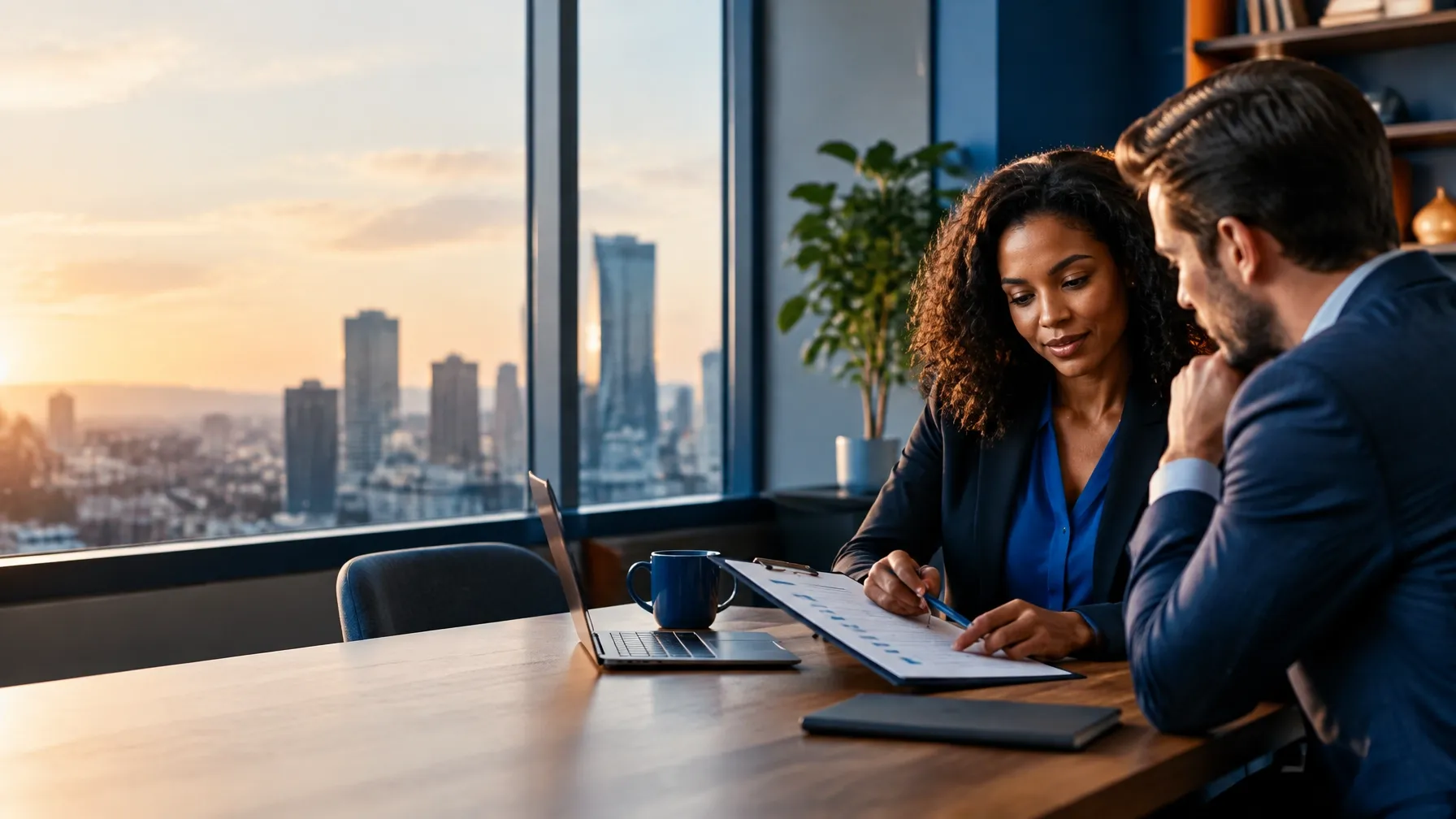 Operator and advisor reviewing a business credit card plan
