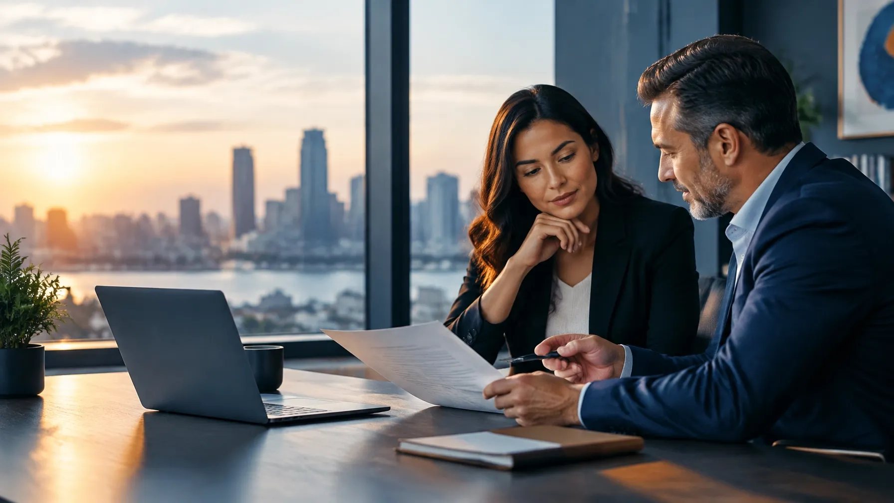Owner and advisor reviewing a business line of credit plan