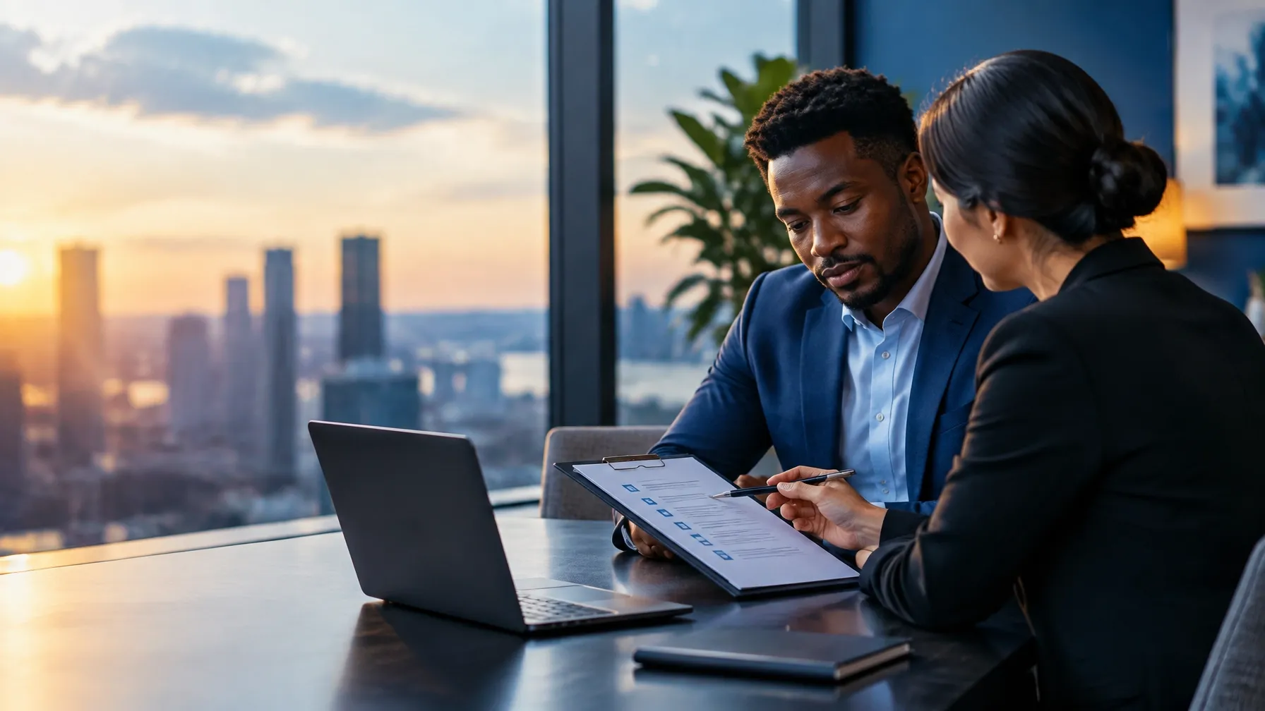 Client and advisor reviewing a credit monitoring next-step plan