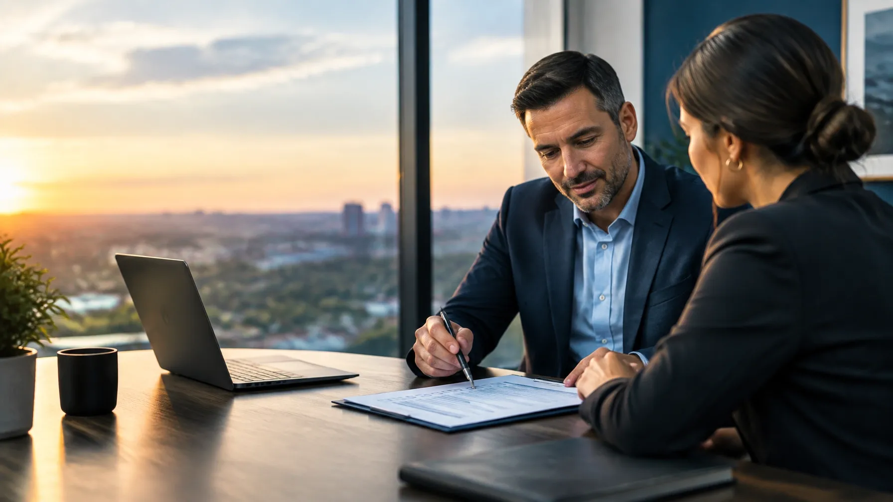 Operator and advisor reviewing an equipment financing plan