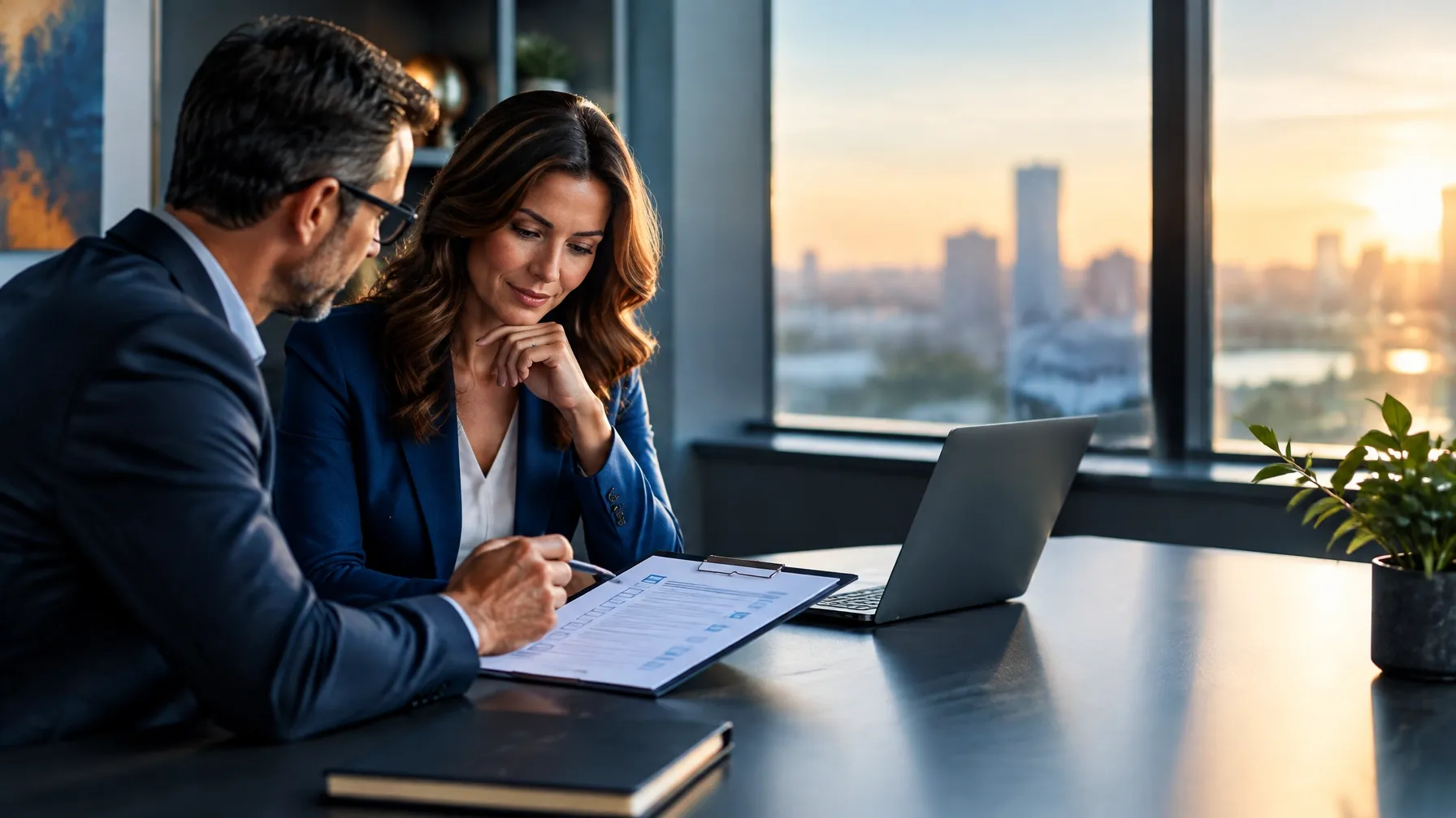 Business owner and advisor reviewing a payroll tax relief plan