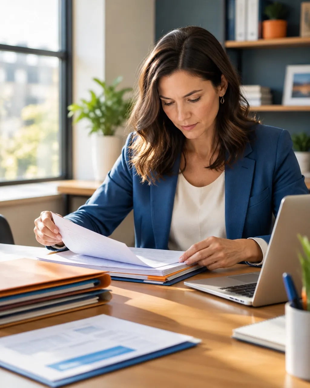 Advisor organizing payroll records for an eligibility review