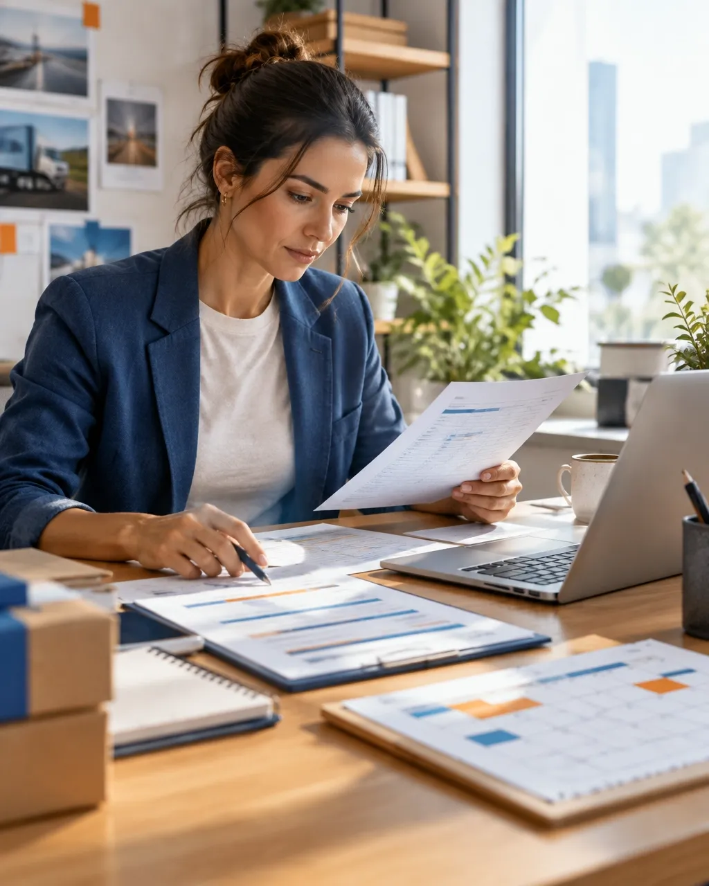 Operations manager matching invoices with delivery records and cash flow