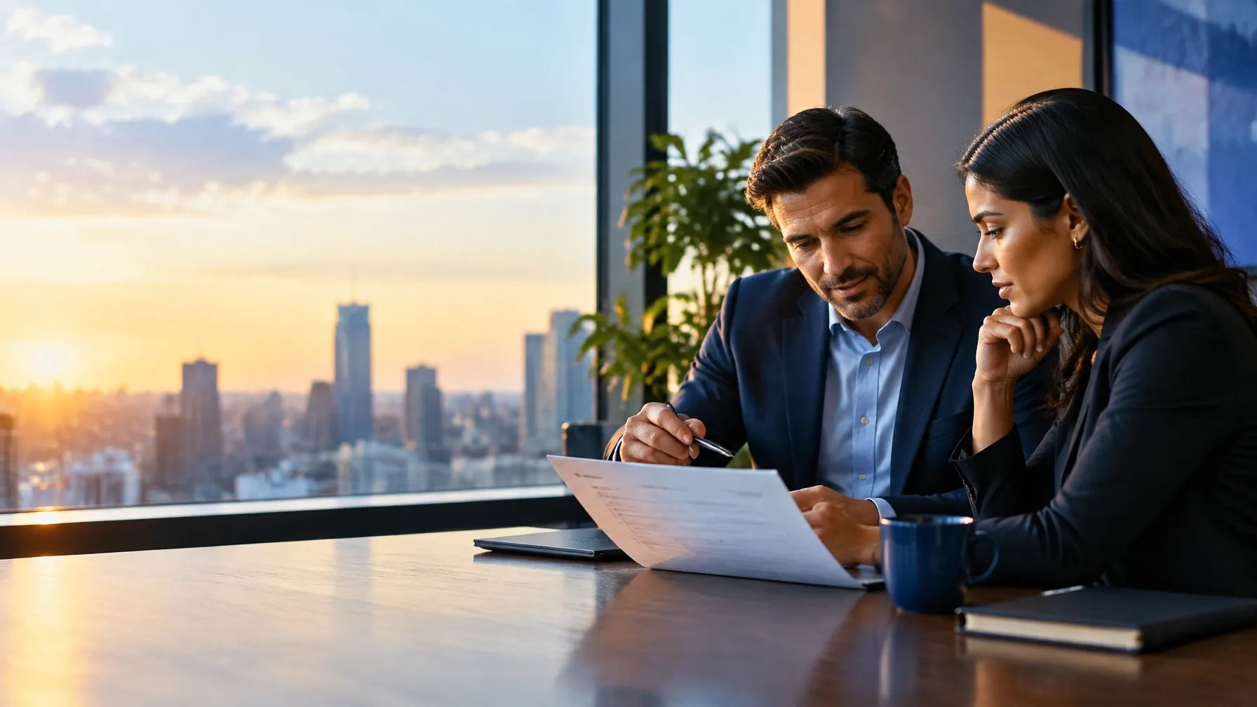 Property investor and advisor reviewing a real estate funding plan