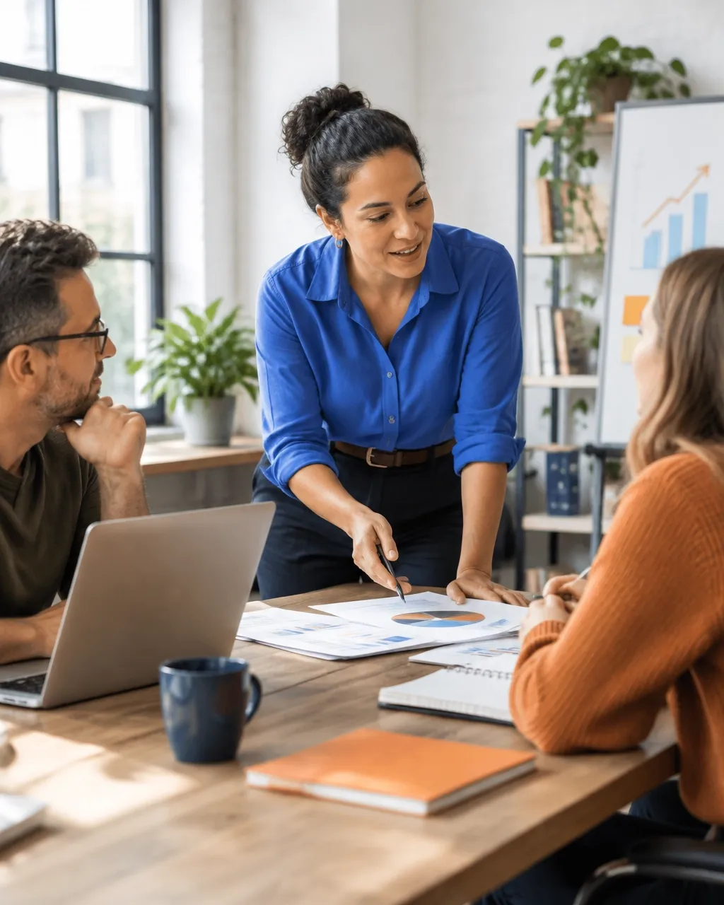 Small business team discussing a structured long-term growth plan