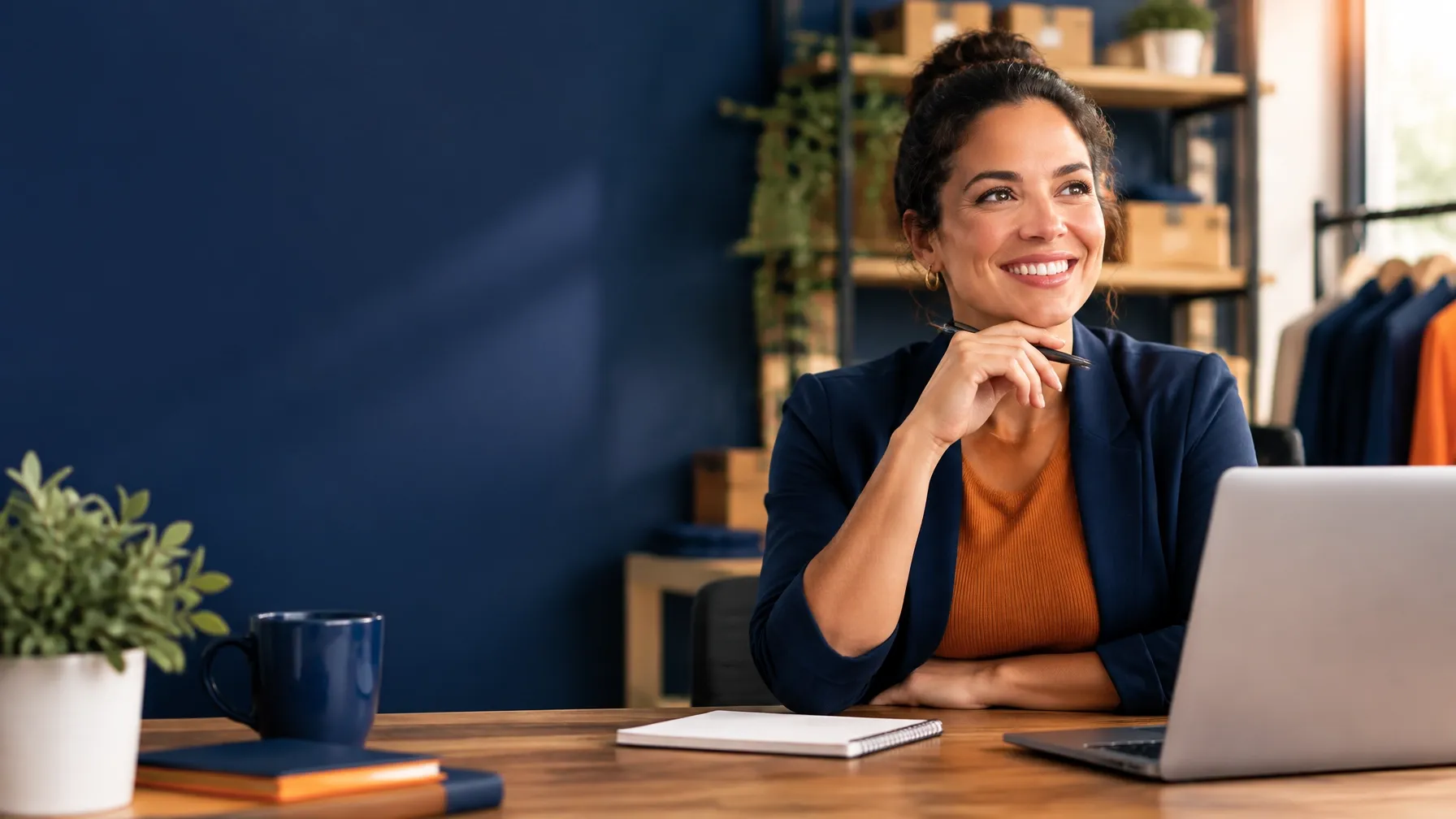 Small business owner smiling after a productive funding review